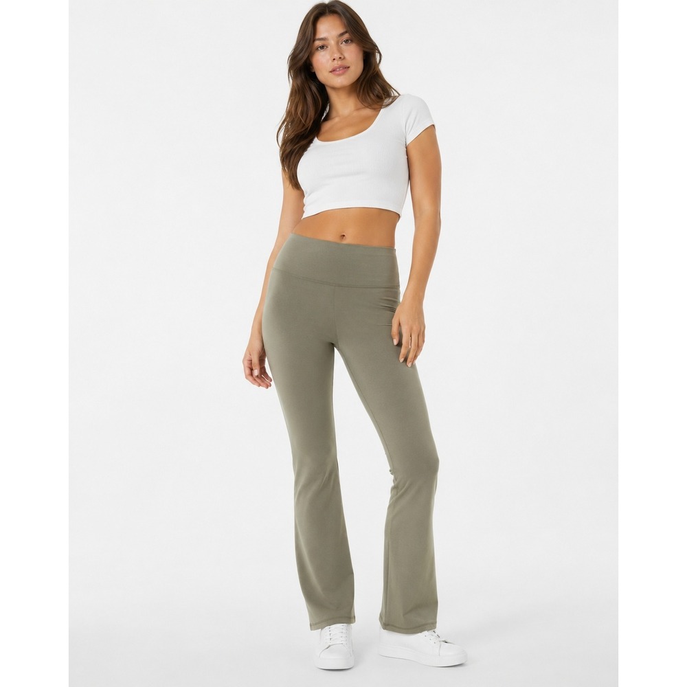 American Eagle The Everything Flare Pant Leggings in Olive Green Size L NEW